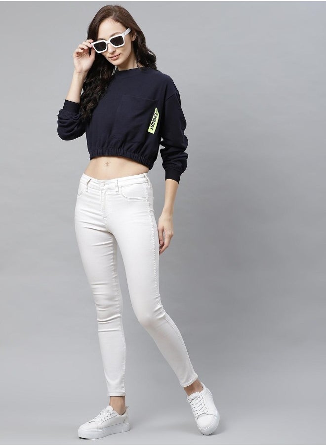 Hubberholme Navy Blue Sweatshirt For Women  - Image 5