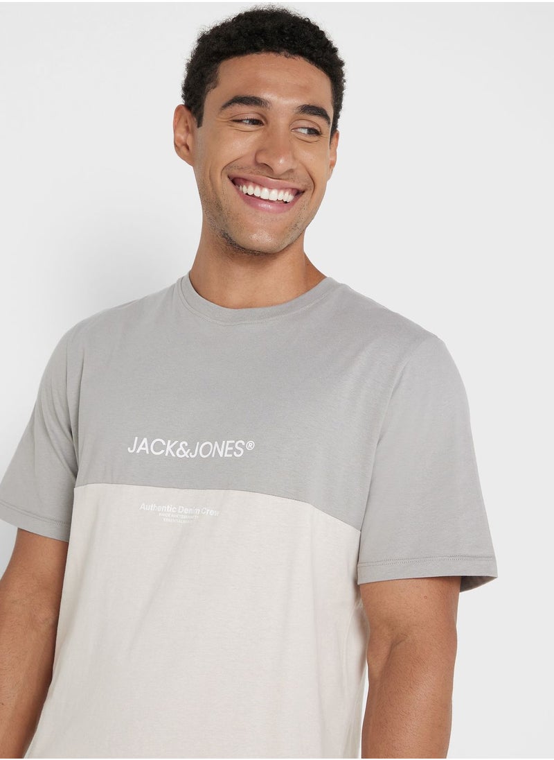 JACK & JONES - Colour Block Crew Neck T-Shirt - Image 1