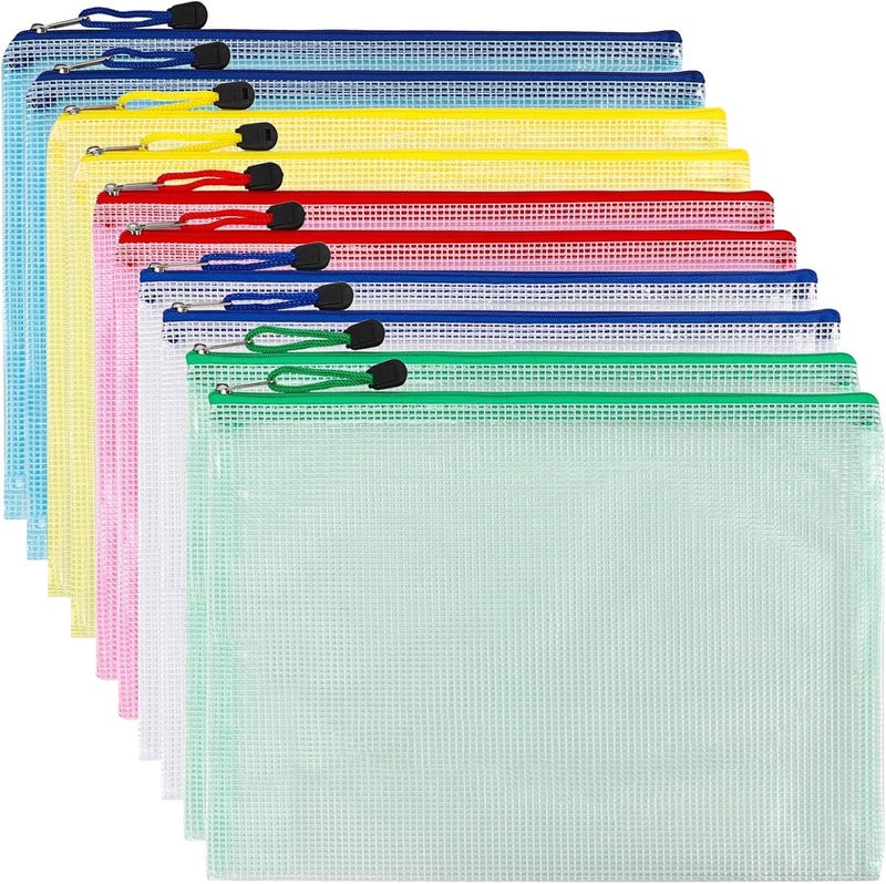 ECVV 6 Pack Mesh Zipper Pouch Bags, Zipper File Puzzle Bag For Organizing Storage, Letter Size, A4 Size, Zipper File Bags For School, Board Games And Office Supplies Random Color 29 X 21 Cm - Image 1