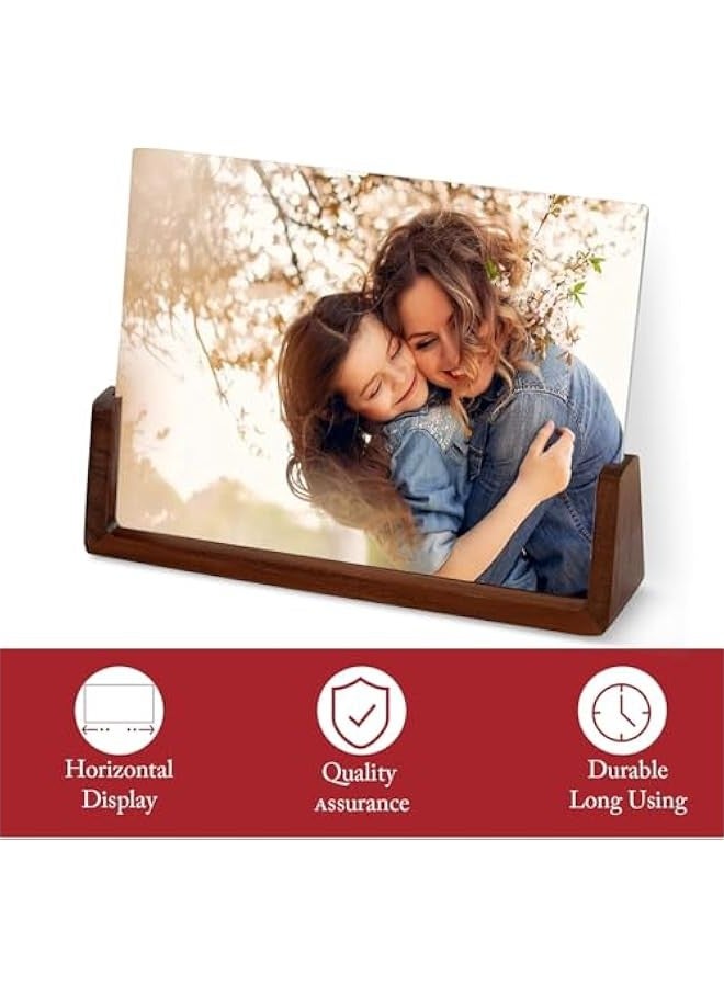تراسل 2 قطعة إطار صور خشبي، إطار صور خشبي، إطار صور بقاعدة خشبية صلبة وغطاء زجاجي أكريليك عالي الوضوح 8 بوصة إطار صور أفقي ورأسي للعائلة والعشاق وديكور المنزل  - Image 5