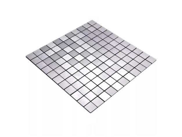 Ketumal Self-Adhesive Aluminum Mosaic Peel and Stick Metal Tiles 3D Wall Sticker Panel Backsplash for Kitchen & Bathroom (12"x12") (Silver, 10) - Image 1