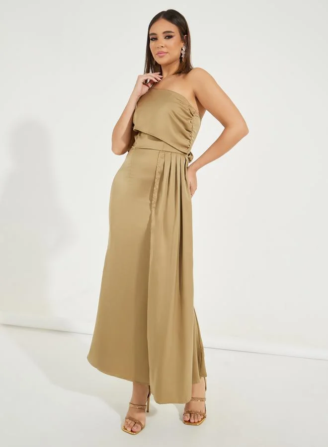 Styli Satin One-Shoulder Dress