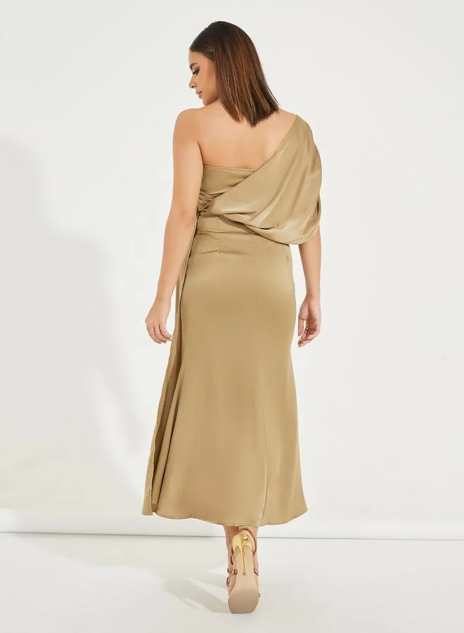 Styli Satin One-Shoulder Dress