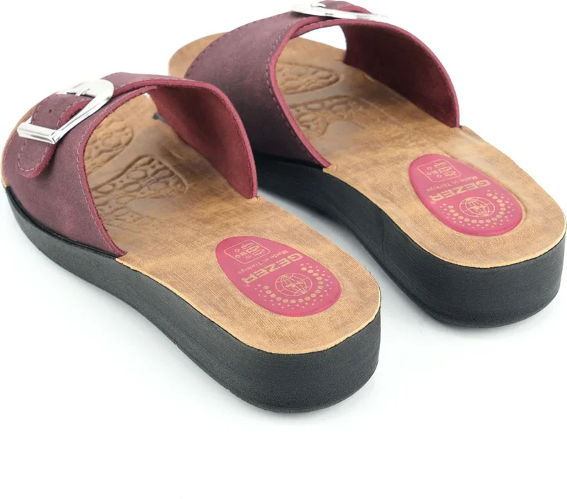 Gezer Women's Summer Faux Leather Single Buckle Adjustable Comfortable Sole Daily Slippers