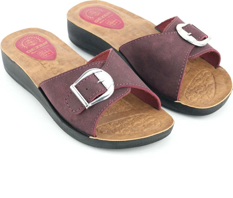 Gezer Women's Summer Faux Leather Single Buckle Adjustable Comfortable Sole Daily Slippers