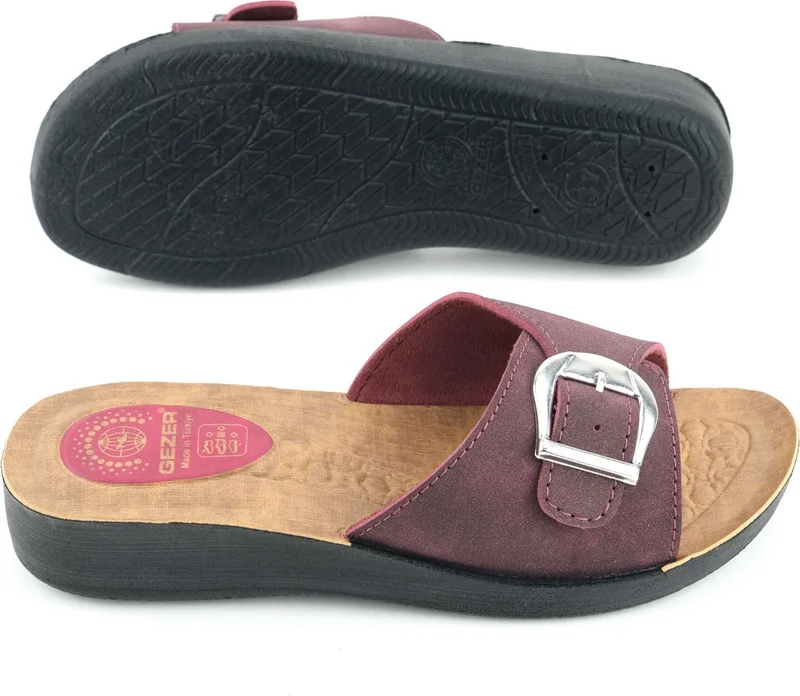 Gezer Women's Summer Faux Leather Single Buckle Adjustable Comfortable Sole Daily Slippers