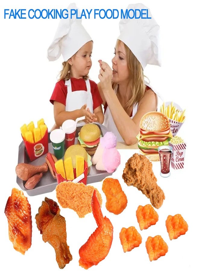 Laugwey Kids Kitchen Play Food Set,Fake Fried Chicken Legs,Simulated Chicken Wings,Children Kitchen Toy Decoration,Restaurant Window Display Props,Fake Fried Chicken Food Model Set - Image 3