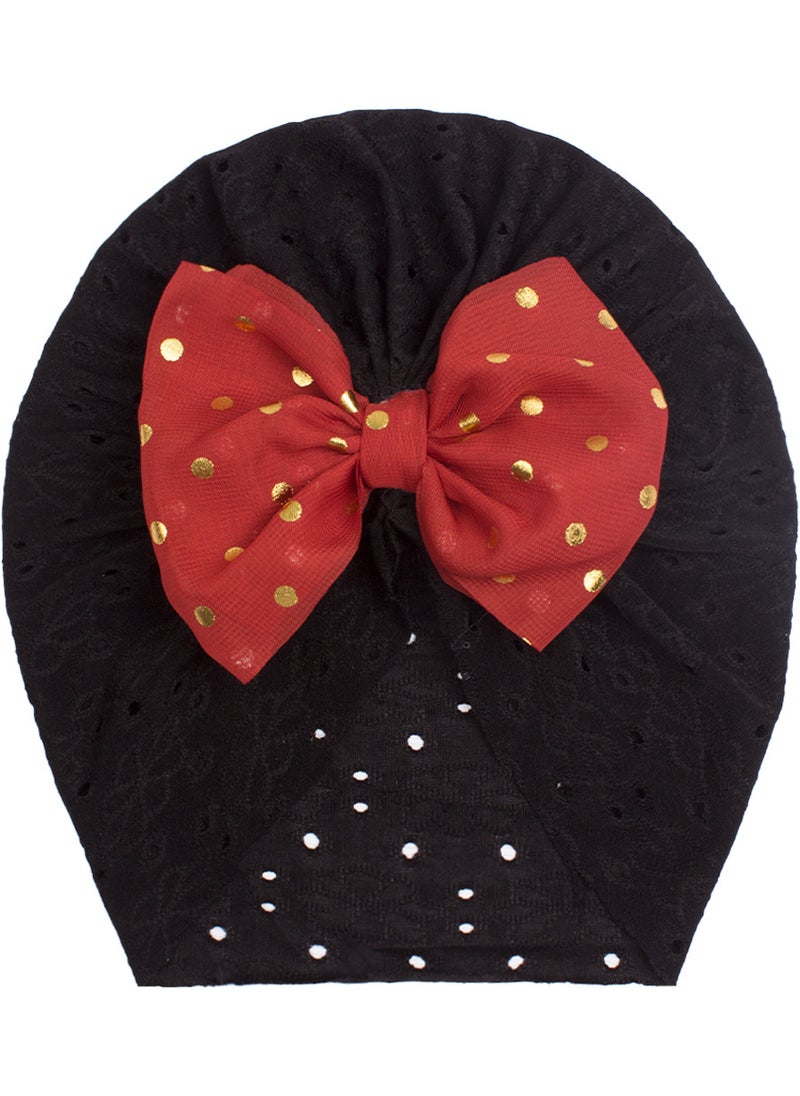 Generic Autumn Baby Hat Childrens Pull over Cap with Glitter Butterfly Knot Print Warmth Breathable Sunshade Windproof Cap for Infants Black 