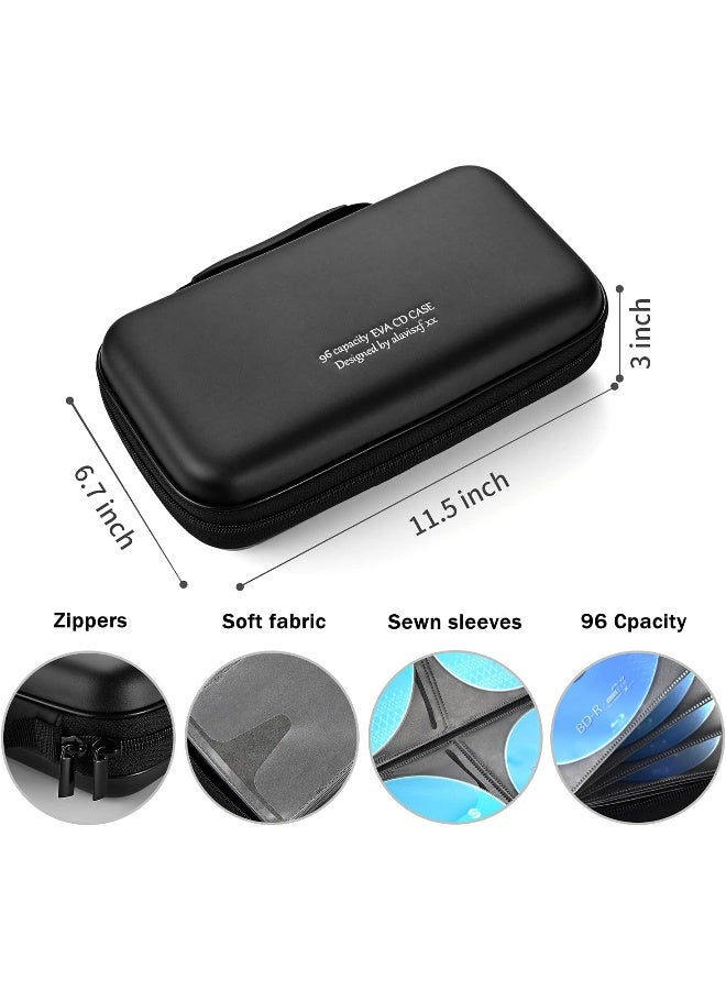 LIOVODE LIOVODE DVD Case, 96 Capacity EVA CD Case Holder Storage Organizer Portable Protective DVD Wallet Holder for Car  - Image 3