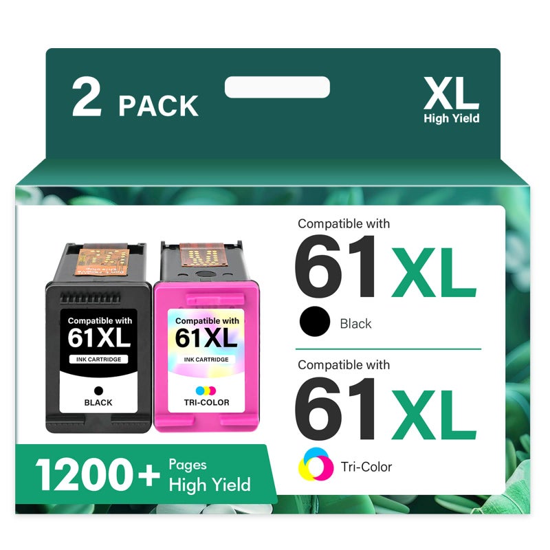 Cool Toner 61XL 61 4500 5530 Ink Cartridge for HP Printers Replacement for HP61 Ink 61 XL Black and Color Combo Pack for Envy 4500 5530 4502 OfficeJet 4630 DeskJet 2540 Printer (1 Black, 1 Tri-Color, 2-Pack) - Image 1