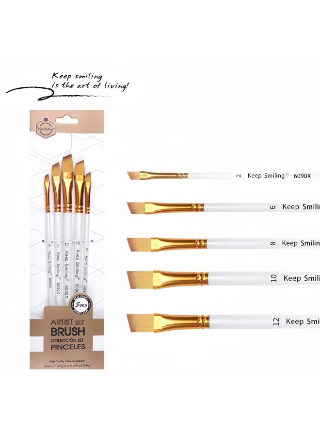 Keep Smiling 5PCS Professional Artist Brush Set for Oil, Acrylic & Watercolor