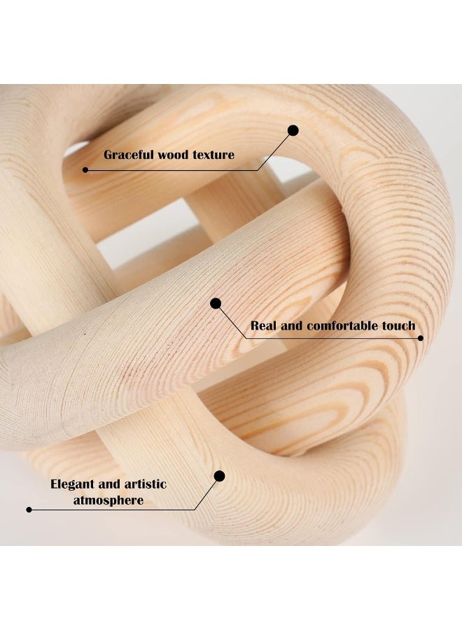 YINZUO YINZUO Wooden Knot and Chain Link Decor â€“ Natural Wood Link Sculpture & Interlocking Knot for Coffee Table, Modern Farmhouse, Boho, Shelf Decor (A) - Image 5