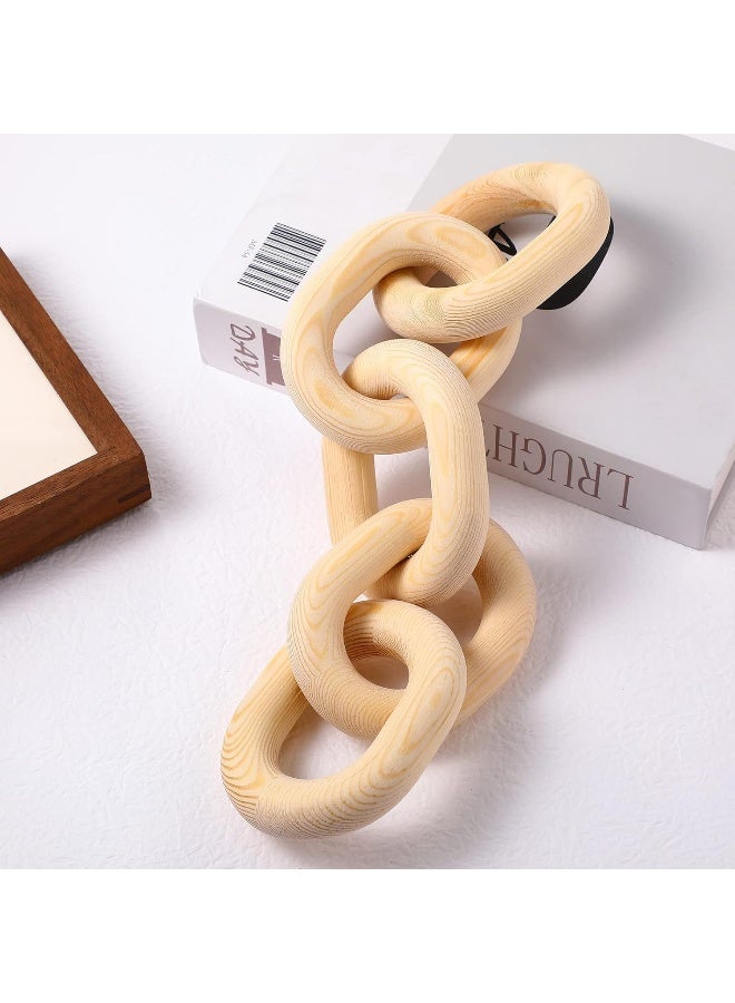 YINZUO YINZUO Wooden Knot and Chain Link Decor â€“ Natural Wood Link Sculpture & Interlocking Knot for Coffee Table, Modern Farmhouse, Boho, Shelf Decor (A) - Image 1