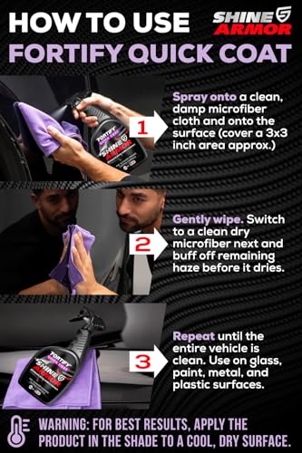 SHINE ARMOR Fortify Quick Coat - 24oz Ceramic Waterless Detailer Spray | 3-in-1 Wash, Wax & Nano-Ceramic Coating | Mirror Shine, Zero Streaks, No Dust Residue | 6-12 Month Protection | Made in USA - Image 2