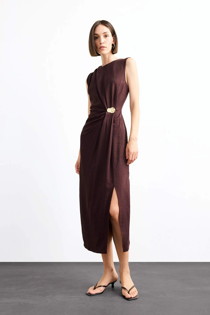 ديفاكتو Slim Fit Poplin Sleeveless Dress