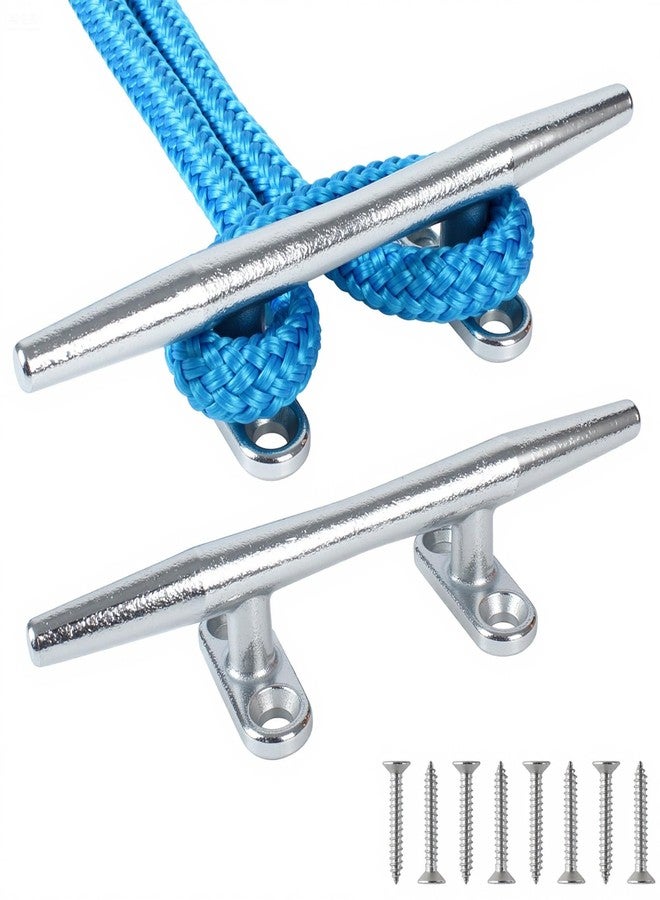 VEITHI 6 inch Chromium-Plated Boat Cleat 2 Pack, Boat Dock Cleats Open Base, Boat Cleats-Dock Cleat, Dock Cleats with Fasteners, Rope Cleat for Tying up Boats,Marine Decor - Image 1