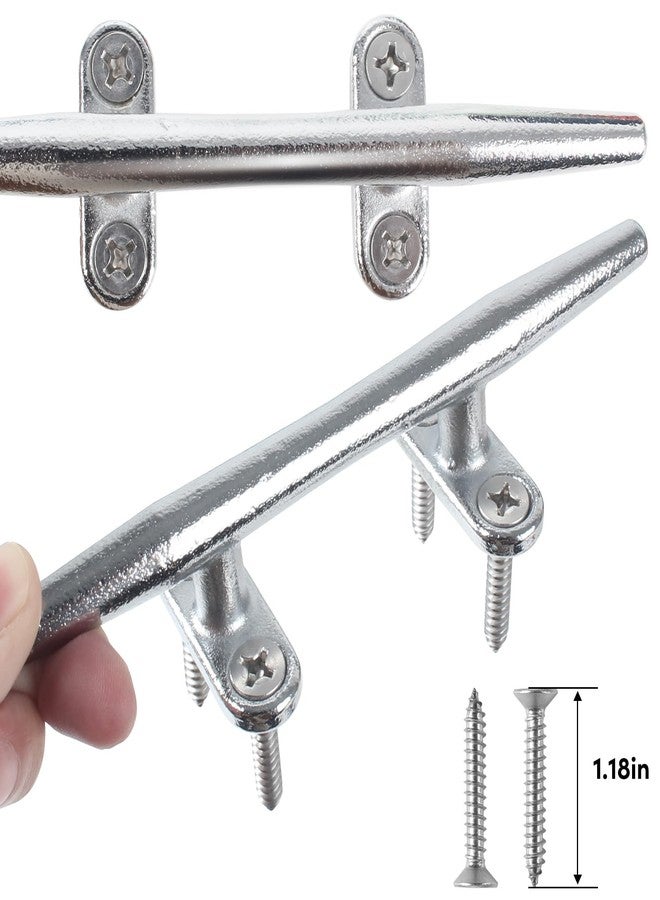 VEITHI 6 inch Chromium-Plated Boat Cleat 2 Pack, Boat Dock Cleats Open Base, Boat Cleats-Dock Cleat, Dock Cleats with Fasteners, Rope Cleat for Tying up Boats,Marine Decor - Image 3