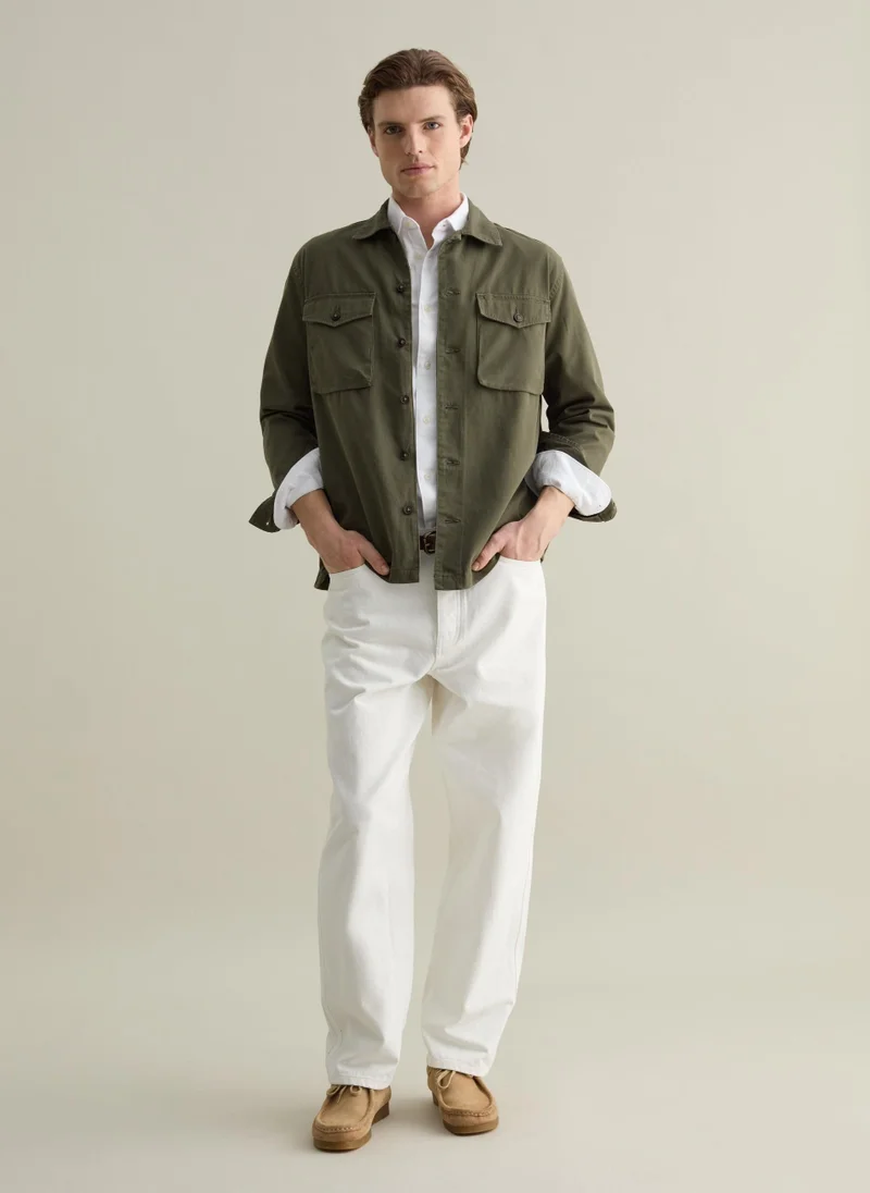 Ovs Solid Colour Shacket In Cotton