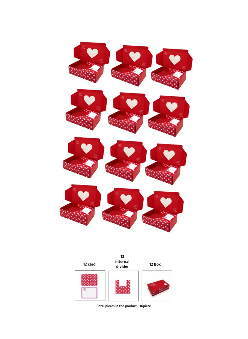 Set of 12 boxes for flowers, gifts, cakes, and party favors—designed with love. (Includes 12 boxes, 12 dividers, and 12 cards; 36 pieces in total). - Image 4