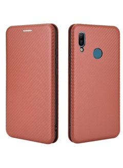 Generic For Huawei Y6 (2019) / Honor Y6s Carbon Fiber Texture Horizontal Flip TPU + PC + PU Leather Case with Card Slot(Brown)  - Image 1