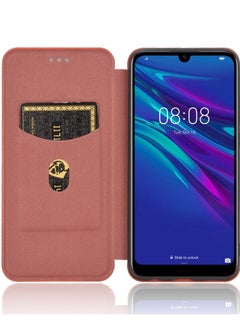 Generic For Huawei Y6 (2019) / Honor Y6s Carbon Fiber Texture Horizontal Flip TPU + PC + PU Leather Case with Card Slot(Brown)  - Image 2