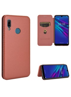 Generic For Huawei Y6 (2019) / Honor Y6s Carbon Fiber Texture Horizontal Flip TPU + PC + PU Leather Case with Card Slot(Brown)  - Image 4