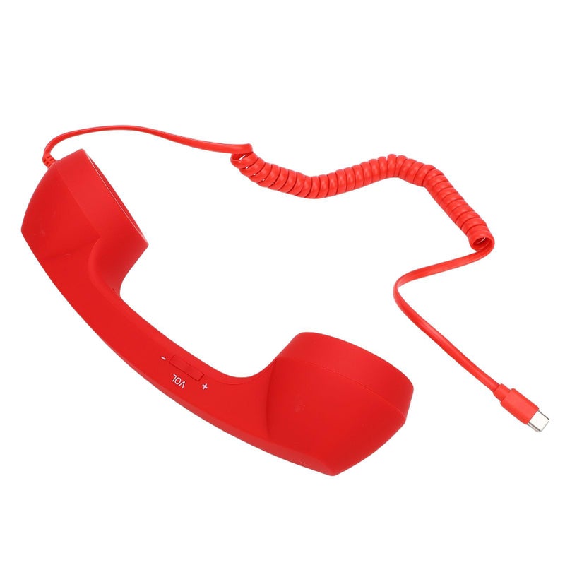 Retro Type C Wired Vintage Telephone Handset with Noise Cancellation Microphone for Video Conferences Calls Meetings Red - Image 3