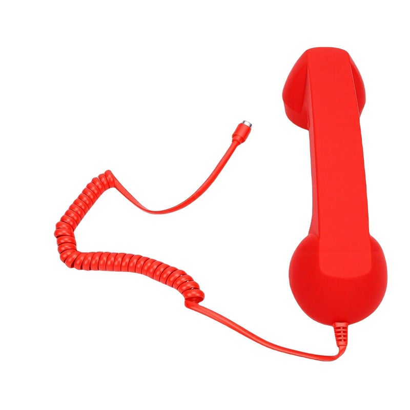 Retro Type C Wired Vintage Telephone Handset with Noise Cancellation Microphone for Video Conferences Calls Meetings Red - Image 5