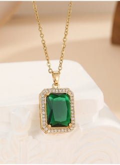 Ward Women's Necklace with Sparkling Green Stone Design Rust-Resistant  - Image 1