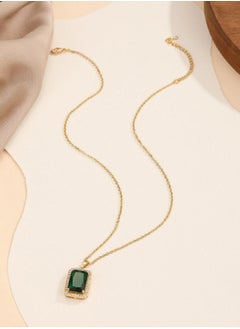 Ward Women's Necklace with Sparkling Green Stone Design Rust-Resistant  - Image 2