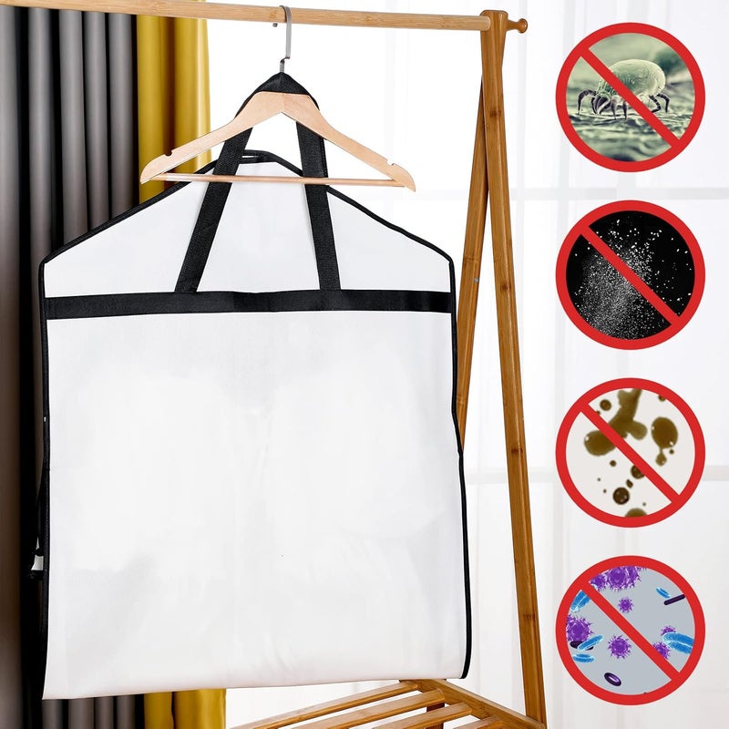 Woanger Woanger 6 Pcs 709 x 24 x 12 Bridal Wedding Gown Dress Garment Bag for Travel Large Garment Covers Hanging Foldable Non Woven Wedding Dress Bag for Storage Zipped Long Dress Cover White - Image 4