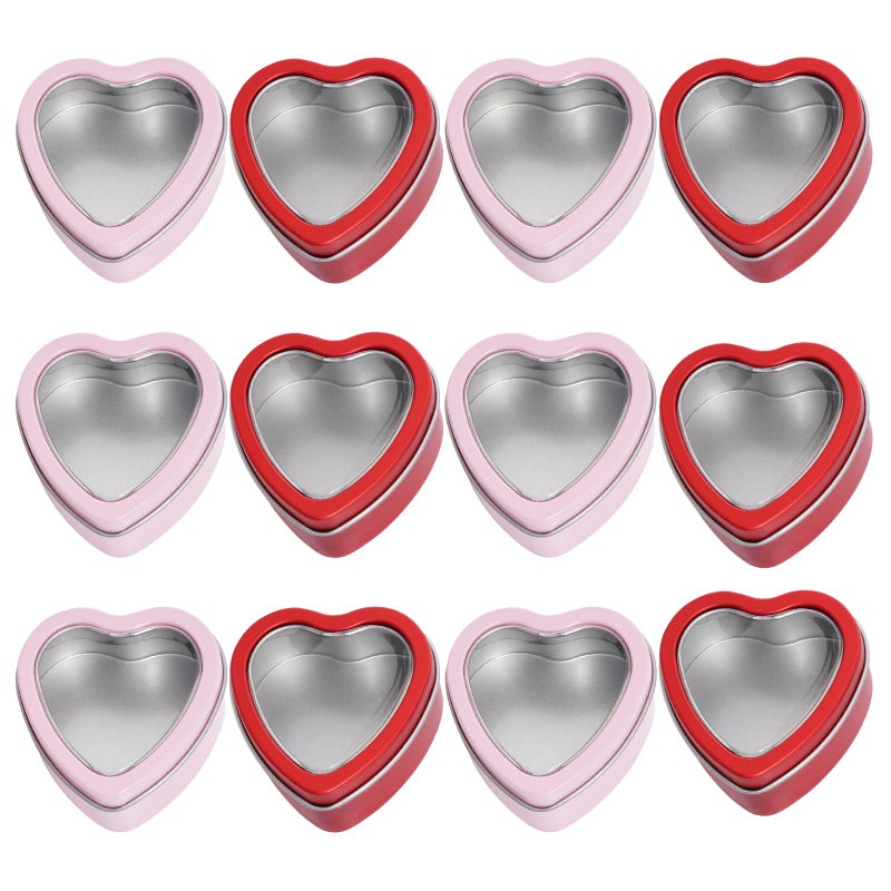 mifengda 12Pack Heart Shaped Metal Tins with Lid Valentine's Day Candle Tins for Making Candles 2oz Heart Shaped Candle Tins with Lids for Candle Making Valentine Wedding Gifts Party - Image 1