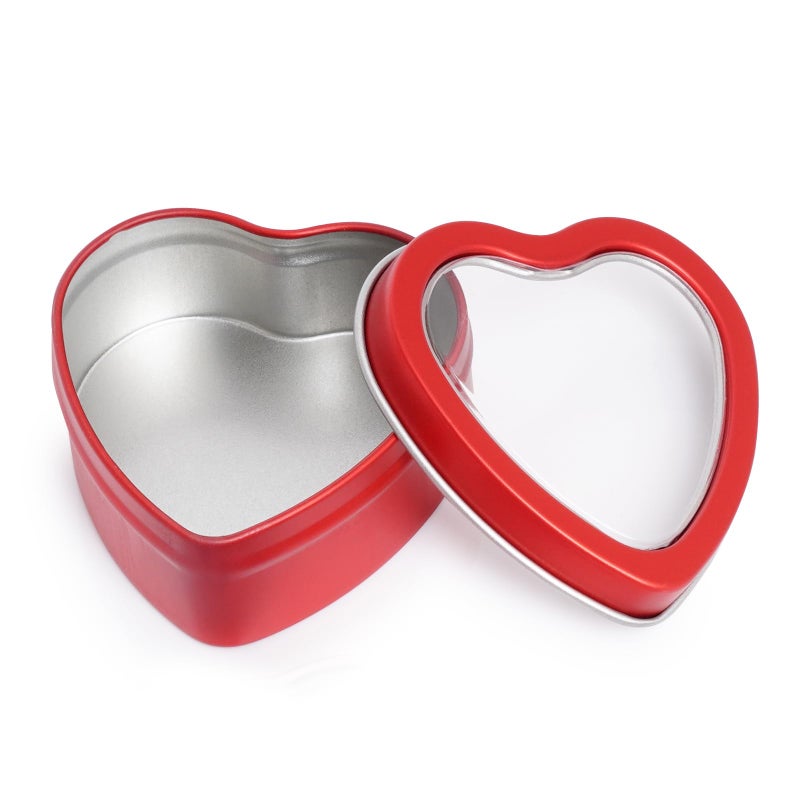 mifengda 12Pack Heart Shaped Metal Tins with Lid Valentine's Day Candle Tins for Making Candles 2oz Heart Shaped Candle Tins with Lids for Candle Making Valentine Wedding Gifts Party - Image 4