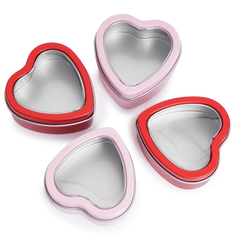mifengda 12Pack Heart Shaped Metal Tins with Lid Valentine's Day Candle Tins for Making Candles 2oz Heart Shaped Candle Tins with Lids for Candle Making Valentine Wedding Gifts Party - Image 3