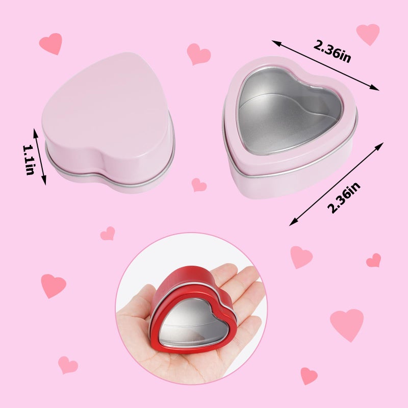 mifengda 12Pack Heart Shaped Metal Tins with Lid Valentine's Day Candle Tins for Making Candles 2oz Heart Shaped Candle Tins with Lids for Candle Making Valentine Wedding Gifts Party - Image 2