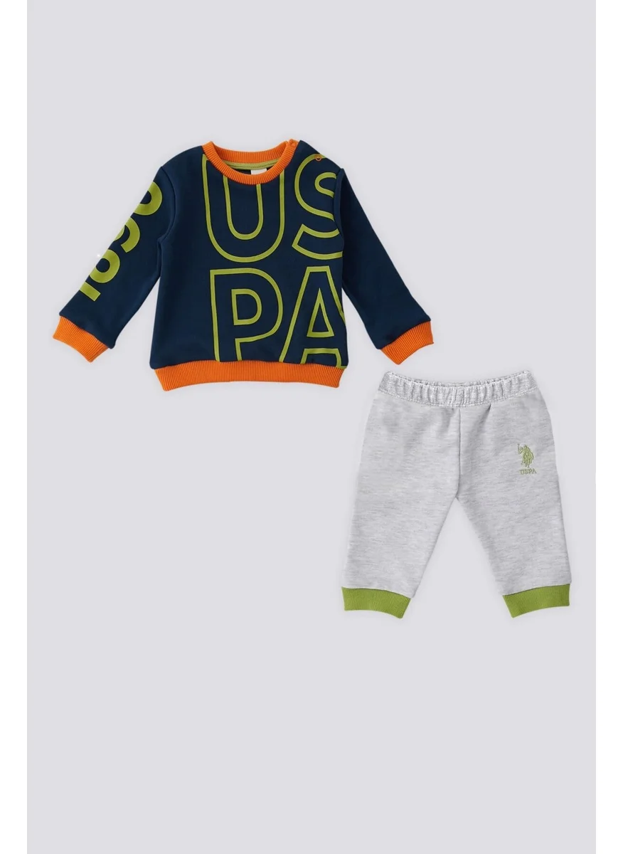 يو اس بولو اسن Dark Indigo Print Detail Baby 2-Piece Set