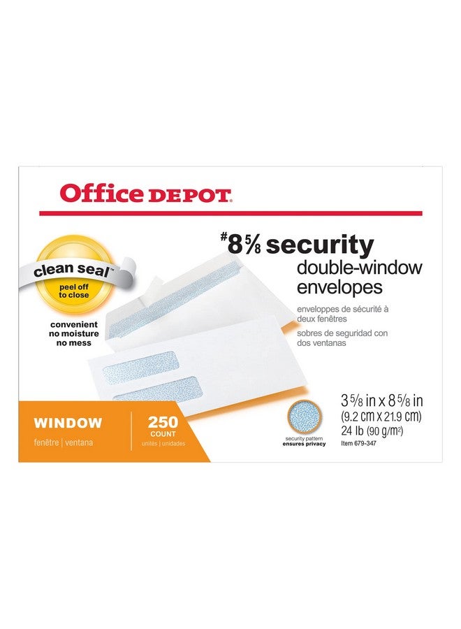 Office Depot Double-Window Envelopes, #8 5/8In. (3 5/8In. X 8 5/8In.), White, Self-Adhesive, Box Of 250, 77159 - Image 4