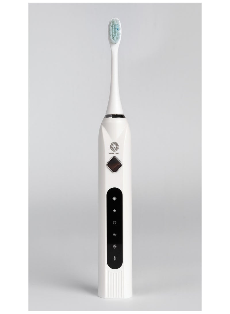 GREEN LION Electric Toothbrush Gen-2 with 5 Modes & 4 Brush Heads, Suitable for Sensitive & Color Teeth, Standard Whitening, Intelligent Timing, Slim Design, IPX7 Waterproof - White - Image 5