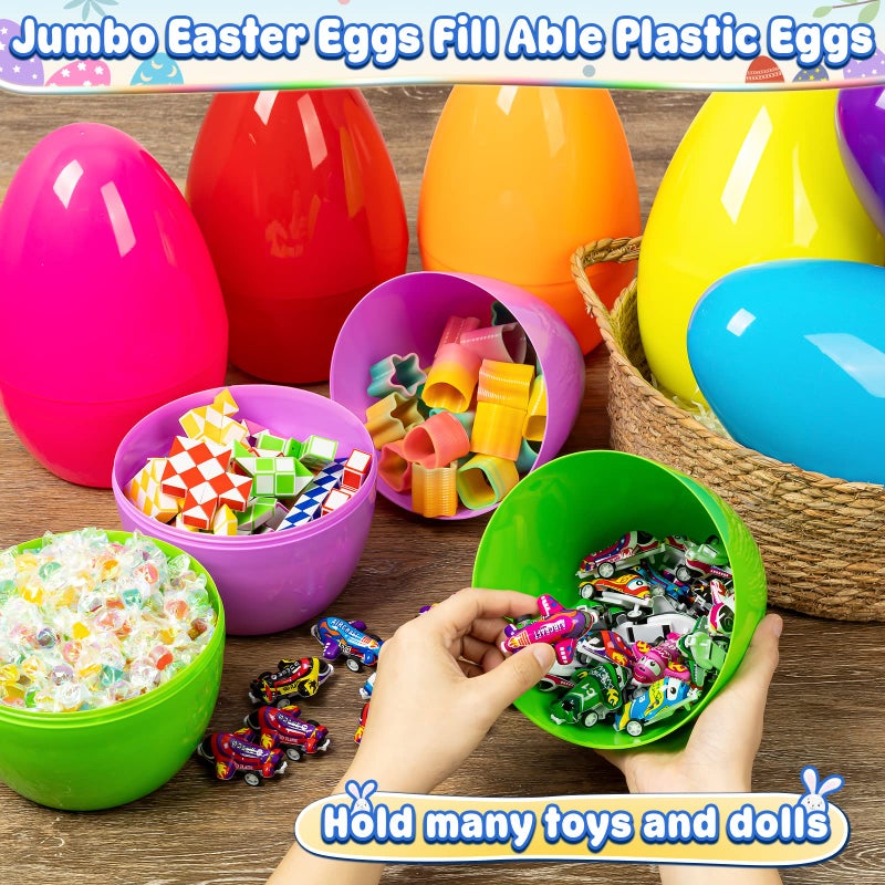 BainGesk 8PCS Jumbo Easter Eggs, 10" Large Plastic Easter Eggs, Empty Eggs for Easter Egg Hunt, Bulk Fillable Surprise Eggs, Basket Stuffers Fillers, Easter Party Favor for Kids - Image 4