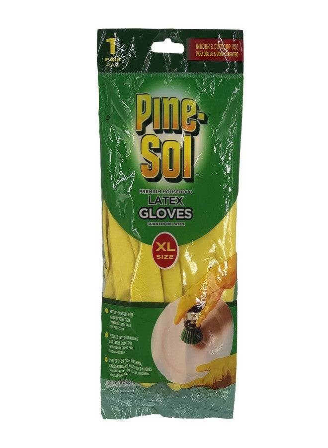 Pine Sol Pine-Sol Premium Latex Gloves | Protection from Bacteria, Germs, Chemicals, Odors | Indoor/Outdoor Use for Safe Cleaning, Washing, Gardening | 1 Pair, Extra Large, X (Pack of 2), Yellow - Image 1