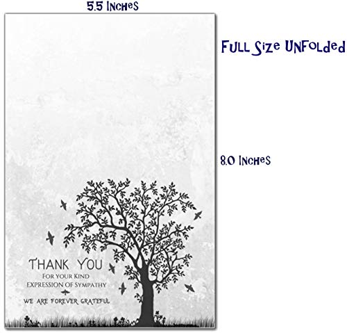 Elcer Funeral thank you cards with envelopes Celebration of life Floral Tree acknowledgment memorial Sympathy Christian Thank you notes (40 Pack) - Image 4