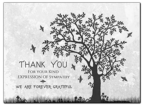 Elcer Funeral thank you cards with envelopes Celebration of life Floral Tree acknowledgment memorial Sympathy Christian Thank you notes (40 Pack) - Image 2