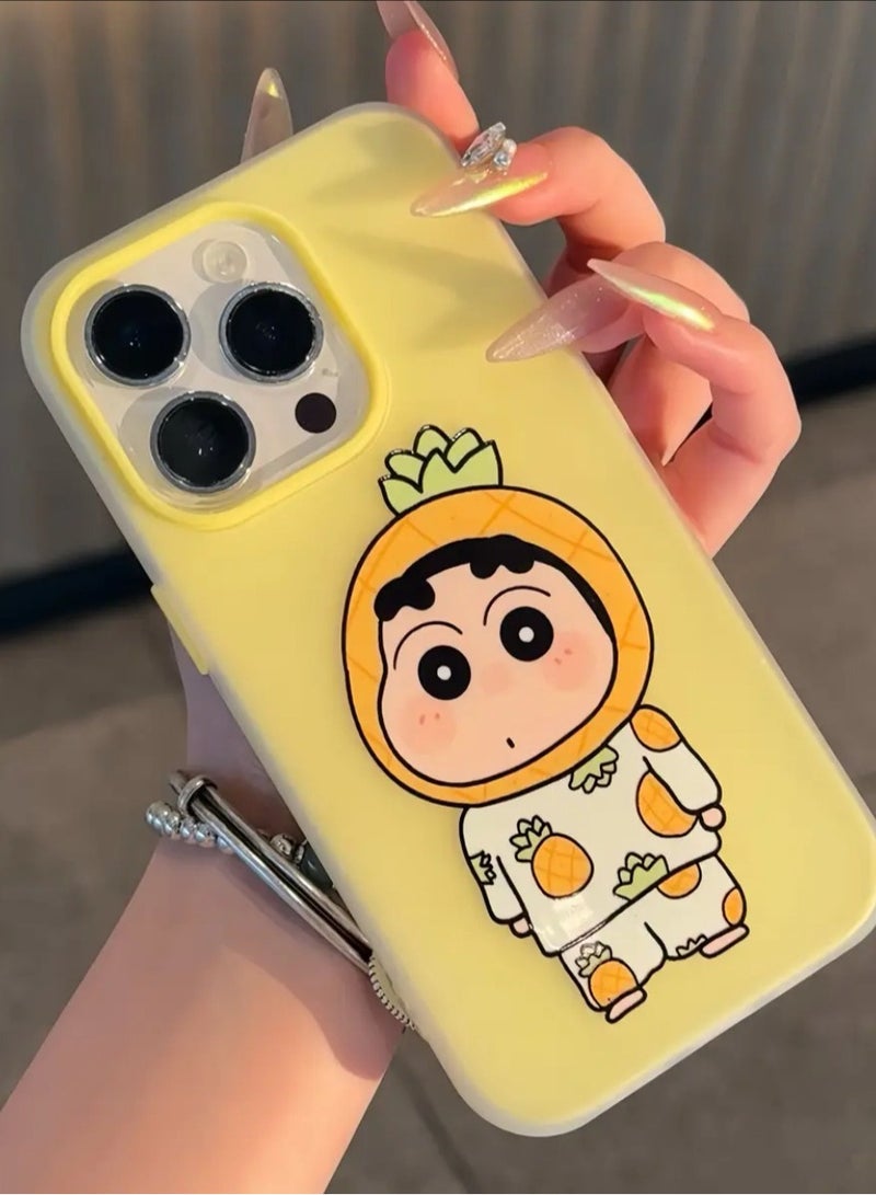 NIBEMINENT Fruit Headband Crayon Shin Chan Protective TPU Case Cover For IPhone 15 Pro, Yellow