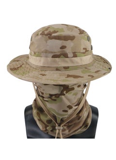 Summer Camo Tactical Cap Scarf Set Breathable Sun Protection Fishing Hat American Desert (Generation Hat Ice Silk Mask)