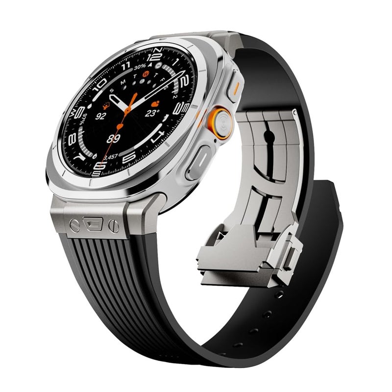Azonee Premium Rubber Waterproof Breathable Strap for Samsung Galaxy Watch Ultra 47mm Men, with Metal Connector - Image 1
