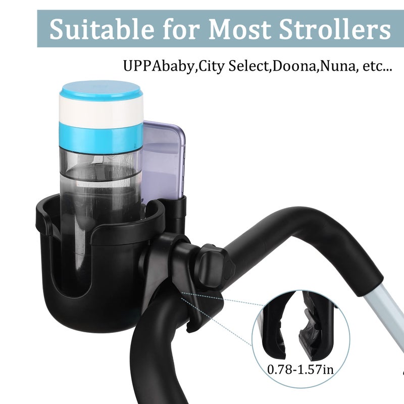 Suranew Universal Stroller Cup Holder, Adjustable Drink Holder with Phone Holder for Baby Stroller, Wheelchair, Walker, Bike, Scooter, Gifts for Family Member. - Image 3