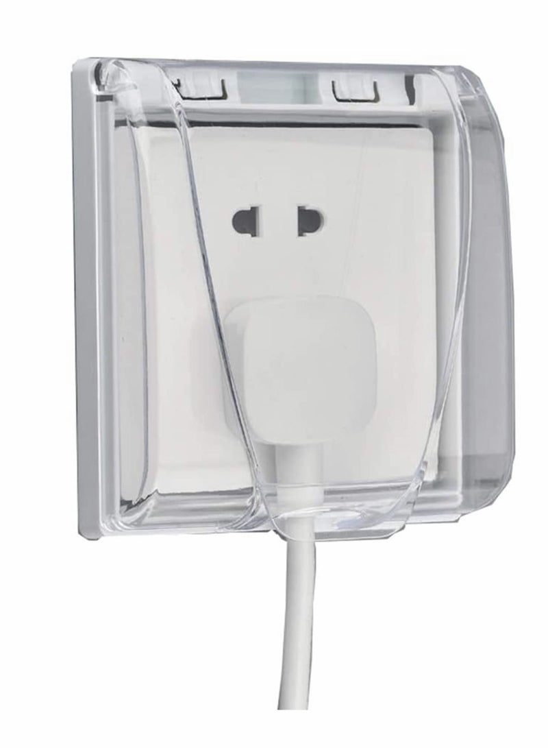 Zikra Wall Switch Waterproof Cover Box, Suprcrne Universal Plug Socket Cover, Wall Light Panel Socket Doorbell Flip Cap Cover, Home Bathroom Kitchen Accessory Plastic Clear 2 Pcs - Image 1