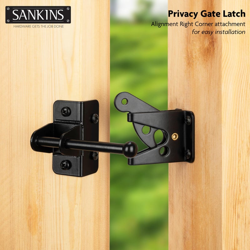 SANKINS Self-Locking Gate Latch for Wooden Fence Gate Heavy Duty, Post Mount Automatic Gravity Lever Gate Fence Door Latches for Wooden Fence Secure Pool Garden Shed, Black - Image 5