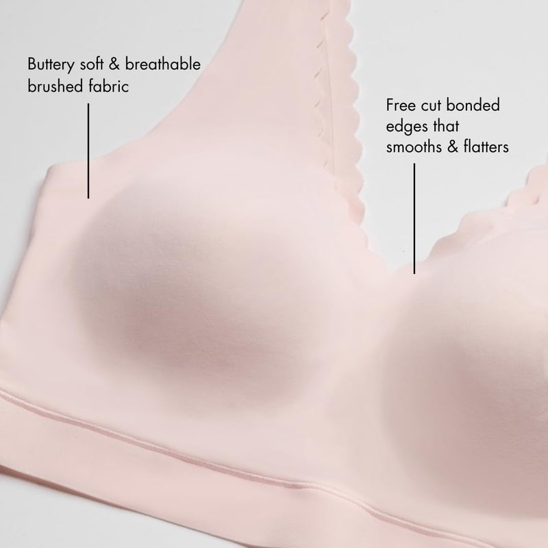 Floatley Cozy Scalloped Bra Comfort Wirefree Full Coverage Seamless Bra with Embedded Pad for Women Size M - Image 4
