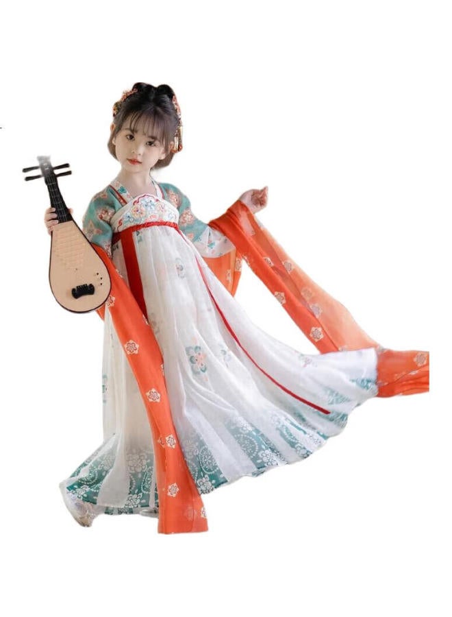 ROMON Children'S Hanfu Spring And Autumn Girls' Tang Suit Chinese Style Girls' Ancient Costume Graduation Performance Outfit Dunhuang Green 160 - Image 3